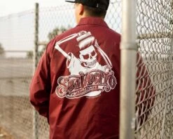 OG Windbreaker - Burgundy -Suavecito|Suavecita Shop suavecito burgundy windbreaker lifestyle